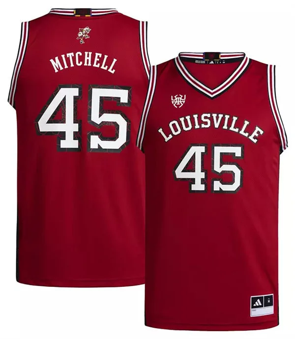  Louisville Cardinals #45 Donovan Mitchell Cardinal Spida Basketball Jersey 