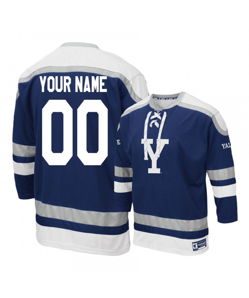  MENS Yale Bulldogs Custom Craig Ferguson Joe Callahan Mike O'Neill Gemini Retro ECAC Hockey Jersey 