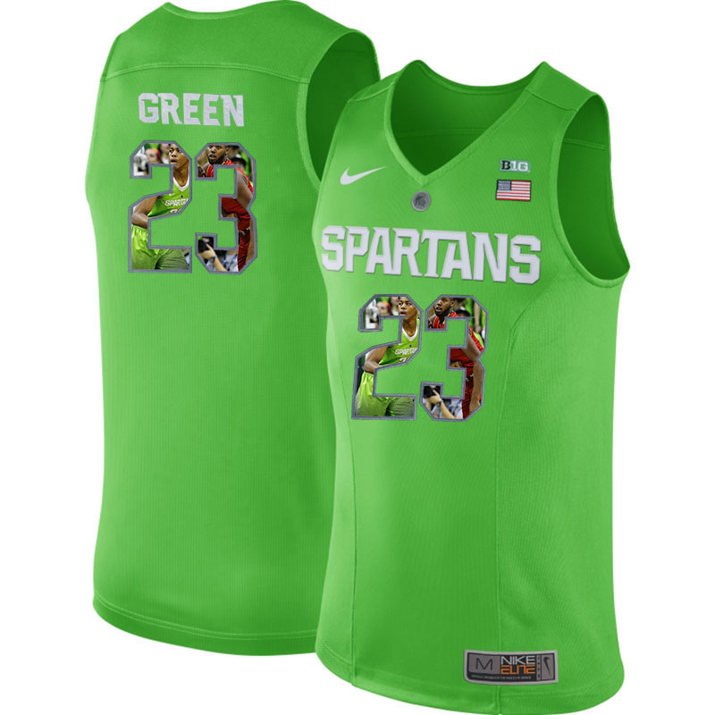  Male Michigan State Spartans Draymond Green Apple Green Big 12 Jersey