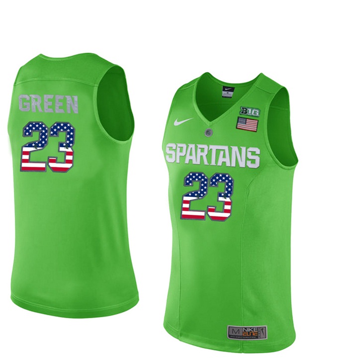  Male Spartans Draymond Green Apple Green US Flag Jersey