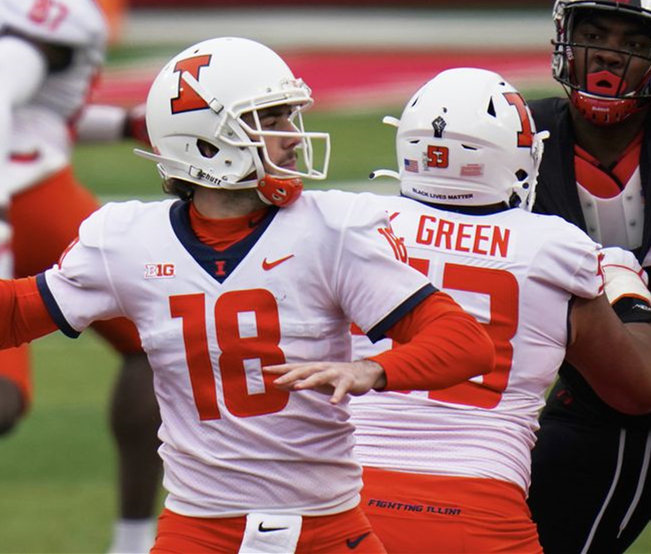  Men's  Illinois Fighting Illini Custom Nike 2020 White Navy College Football Jersey 