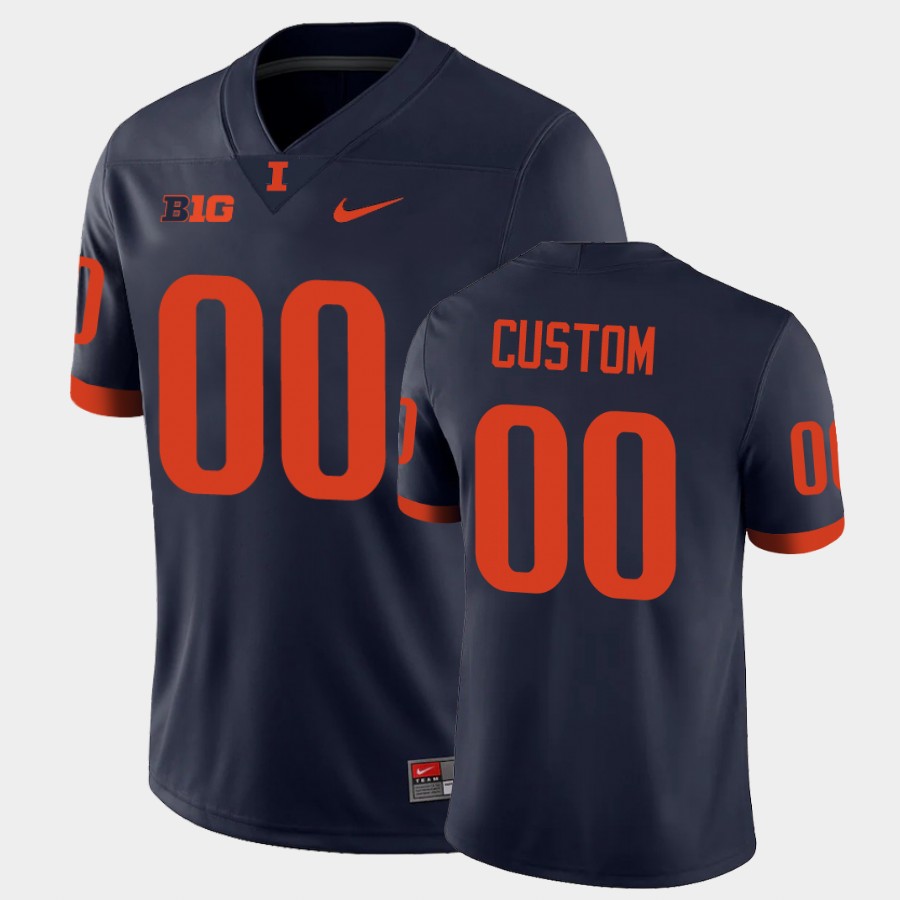  Men's  Illinois Fighting Illini Custom Nike Navy College Football Jersey 