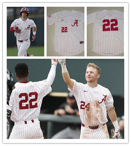  Men's Alabama Crimson Tide Custom Nike White Pinstripe College Baseball Jersey 