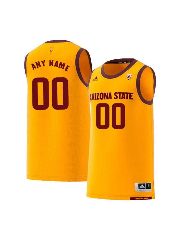  Men's Arizona State Sun Devils  Custom Adidas 2018 Yellow Alumni College Basketball Jersey 
