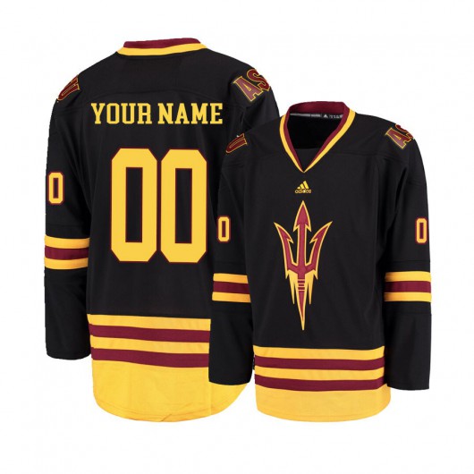  Men's Arizona State Sun Devils Custom Adidas 2012-18 Old Black Hockey Jersey 