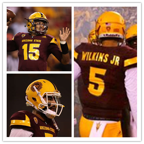  Men's Arizona State Sun Devils Custom Adidas 2018 Maroon Arizona State Football Jersey 