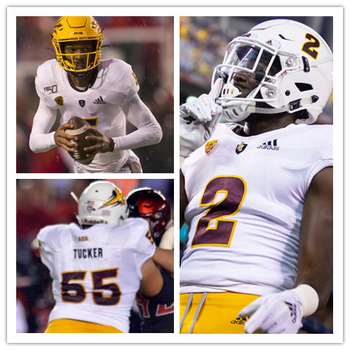  Men's Arizona State Sun Devils Custom Adidas 2020 White College Football Game Jersey 