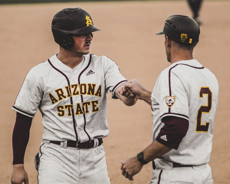  Men's Arizona State Sun Devils Custom Adidas 2021 Cream Button Baseball Jersey 