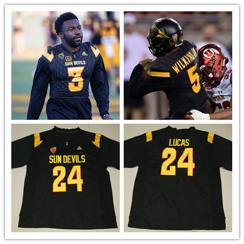  Men's Arizona State Sun Devils Custom Adidas Black Football Jersey 