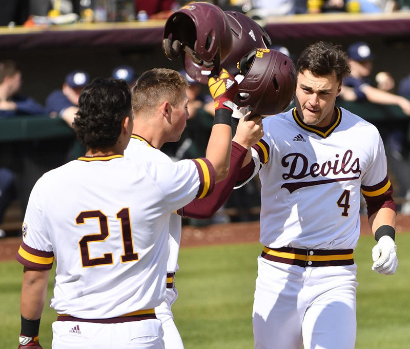  Men's Arizona State Sun Devils Custom Adidas White Devils Pullover Baseball Jersey 