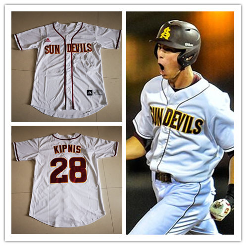  Men's Arizona State Sun Devils Custom Adidas White Sun Devils Full-button front Baseball Jersey 