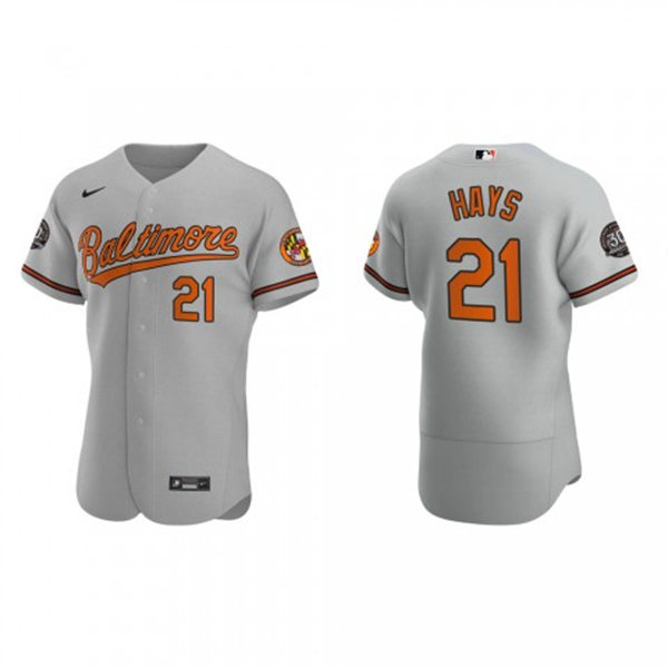  Men's Baltimore Orioles #21 Austin Hays Nike Grey Road Flexbase Player Jersey 