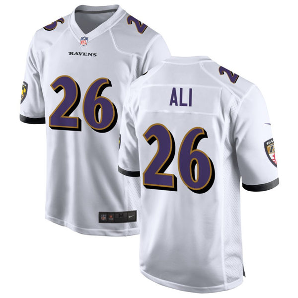 Men's Baltimore Ravens #26 Rasheen Ali Nike White Vapor Limited Player Jersey 