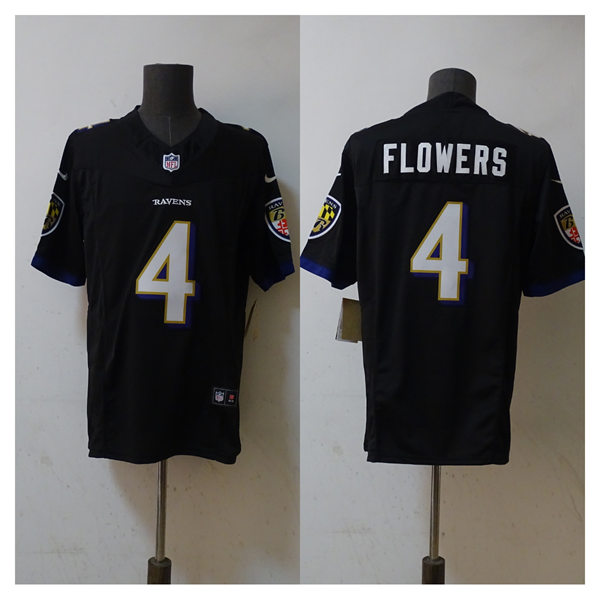  Men's Baltimore Ravens #4 Zay Flowers Nike Black Vapor F.U.S.E. Limited Jersey 