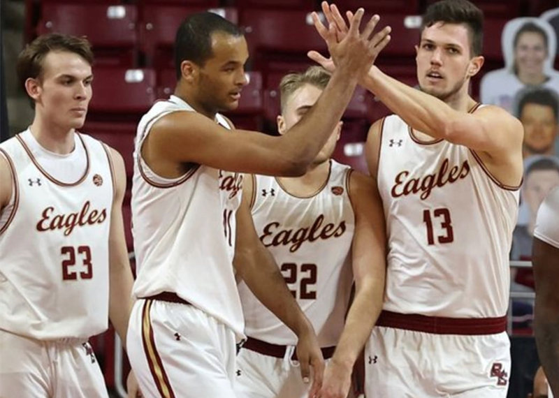  Men's Boston College Eagles Custom 2020 White Eagles Under Armour Basketball Jersey 