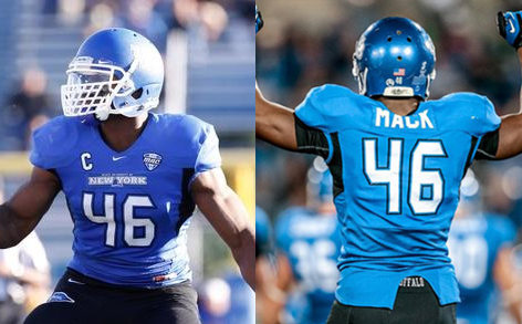  Men's Buffalo Bulls Custom Nike 2018 Blue Retro College football Jersey 