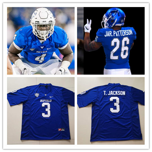  Men's Buffalo Bulls Custom Nike Blue College football Game Jersey 