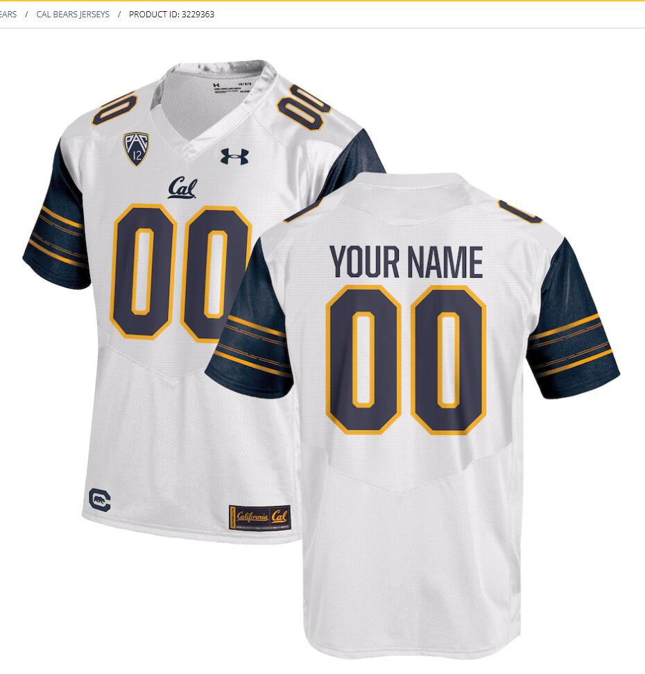  Men's Cal Bears Custom Under Armour White Football Jersey 