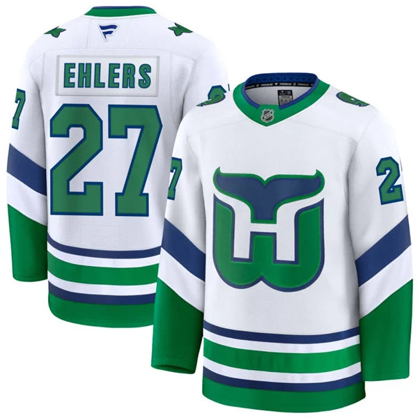  Men's Carolina Hurricanes #27 Nikolaj Ehlers White Fanatics Throwback Premium Jersey 