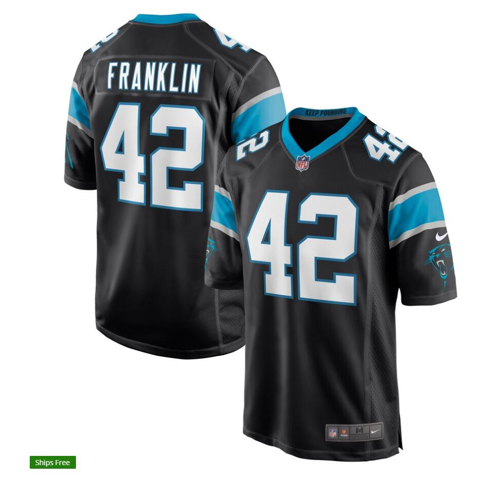  Men's Carolina Panthers #42 Sam Franklin Nike Black Game Jersey 