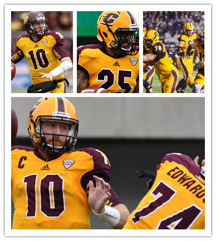  Men's Central Michigan Chippewas Adidas Gold 2015-18 Football Jersey 