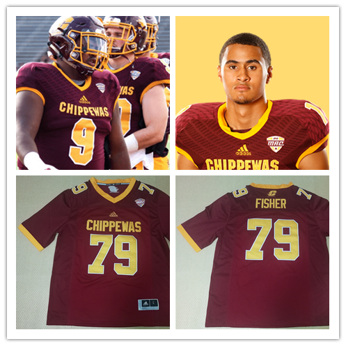 Men's Central Michigan Chippewas Adidas Maroon 2015-18 Football Jersey 