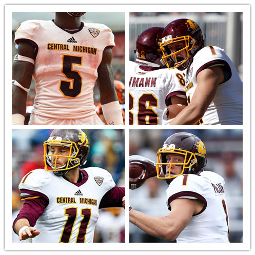  Men's Central Michigan Chippewas Adidas White 2015-18 Football Jersey 