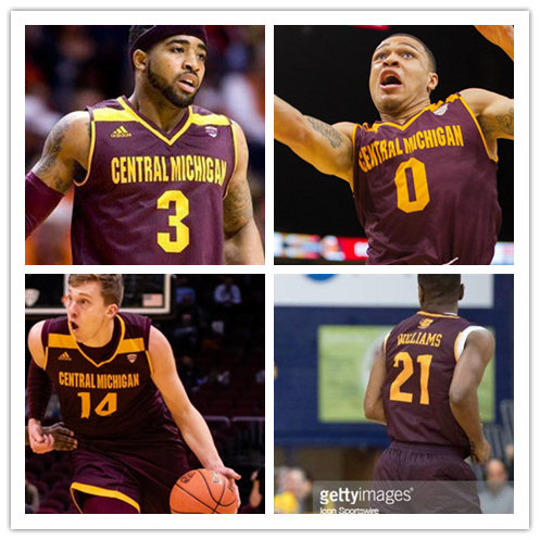  Men's Central Michigan Chippewas Custom Adidas 2019 Maroon College Basketball Game Jersey 