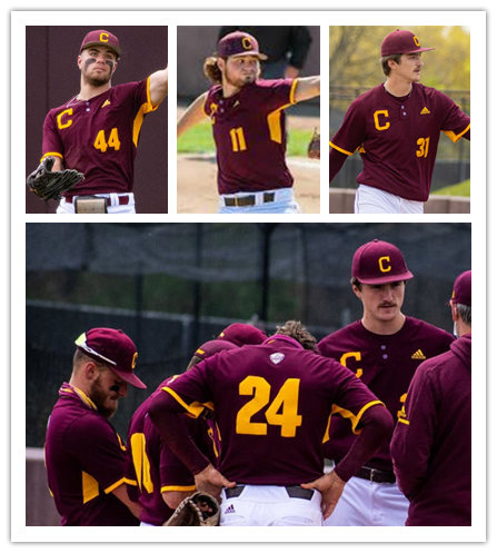  Men's Central Michigan Chippewas Custom Adidas Maroon two button College Baseball Jersey 