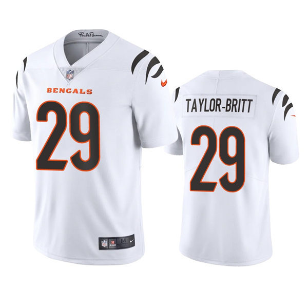  Men's Cincinnati Bengals #29 Cam Taylor-Britt Nike White Vapor Limited Player Jersey 