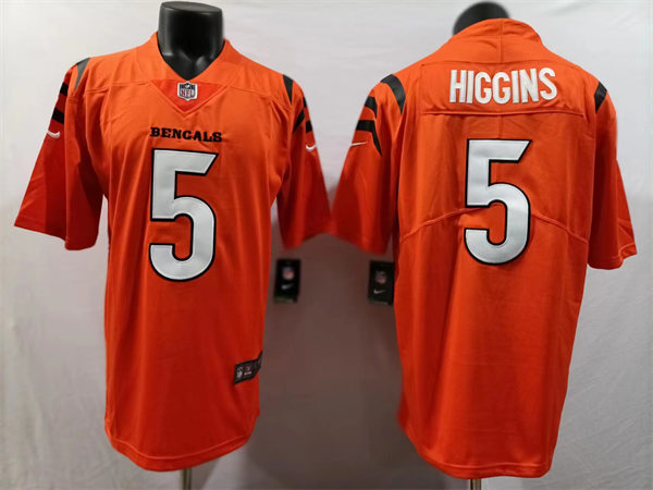  Men's Cincinnati Bengals #5 Tee Higgins Nike 2023 Orange Alternate Vapor Limited Player Jersey 
