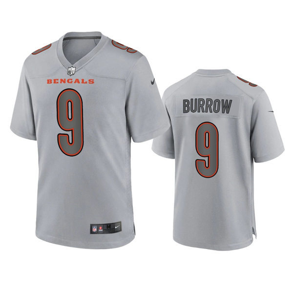  Men's Cincinnati Bengals #9 Joe Burrow Nike Atmosphere Fashion Game Jersey - Gray 
