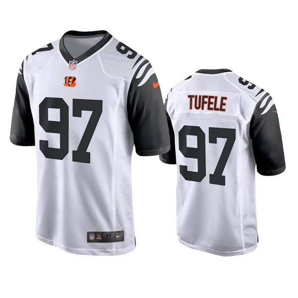  Men's Cincinnati Bengals #97 Jay Tufele White Color Rush Limited Jersey 