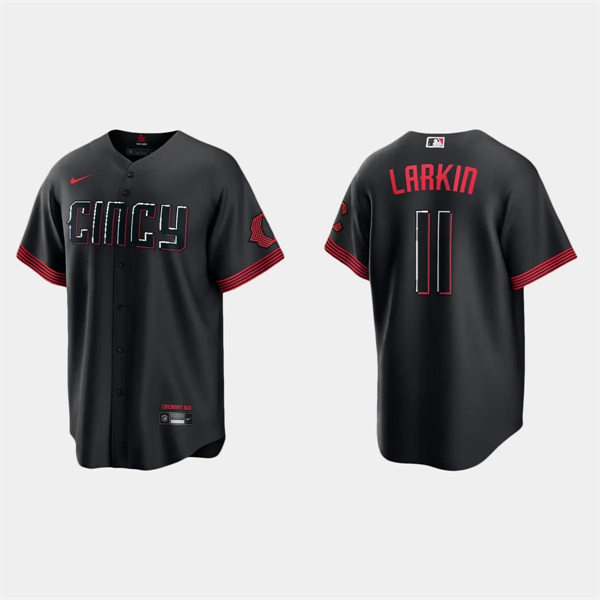  Men's Cincinnati Reds #11 Barry Larkin Nike Black 2023 City Connect Jersey 
