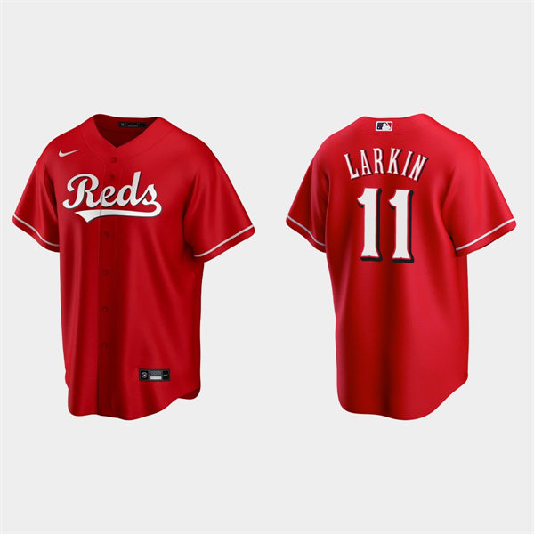  Men's Cincinnati Reds #11 Barry Larkin Scarlet Alternate Reds FlexBase Player Jersey 