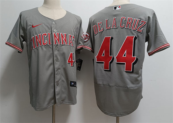  Men's Cincinnati Reds #44 Elly De La Cruz Nike Road Gray FlexBase Player Jersey 