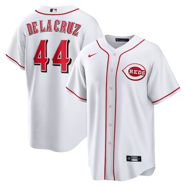  Men's Cincinnati Reds #44 Elly De La Cruz Nike White Home CoolBase Jersey 