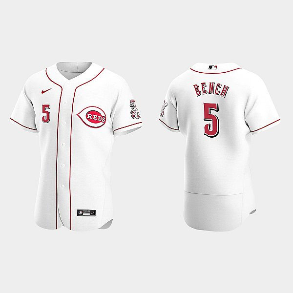  Men's Cincinnati Reds #5 Johnny Bench Nike White Home FlexBase Player Jersey 
