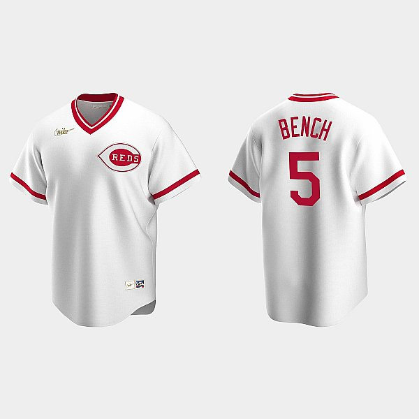  Men's Cincinnati Reds #5 Johnny Bench Nike White Pullover Cooperstown Collection  Jersey 