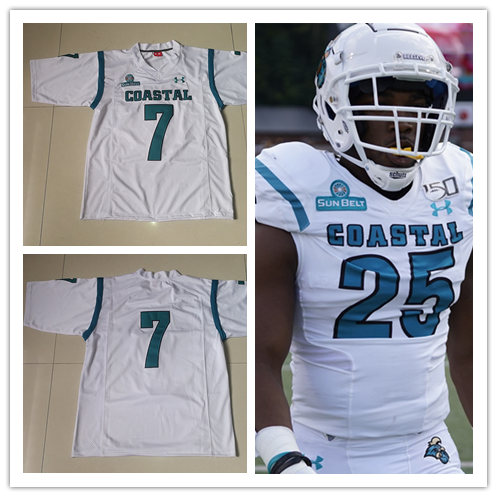  Men's Coastal Carolina Chanticleers Custom White Under Armour NCAA College Football Jersey 