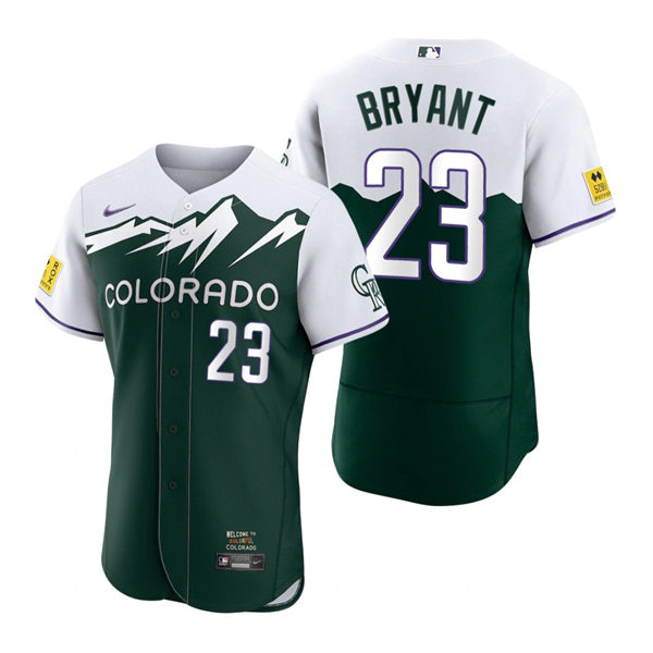  Men's Colorado Rockies #23 Kris Bryant Green 2022 City Connect Player Jersey 