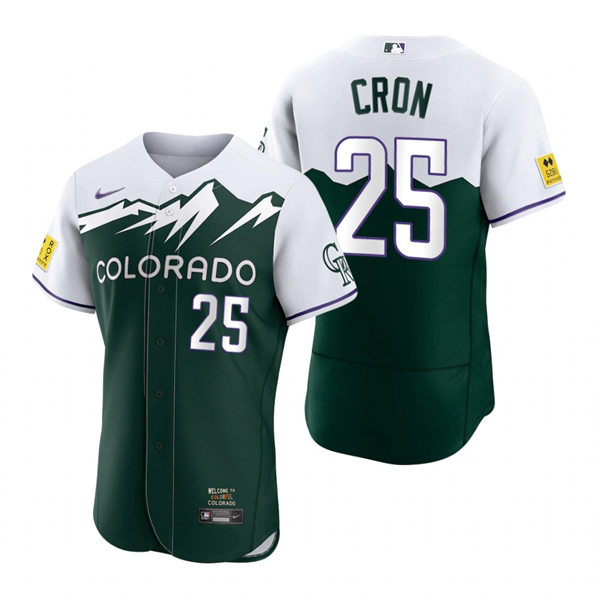  Men's Colorado Rockies #25 C.J. Cron Green 2022 City Connect Player Jersey 