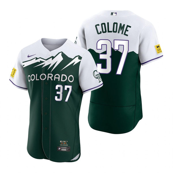  Men's Colorado Rockies #37 Alex Colome Green 2022 City Connect Player Jersey 