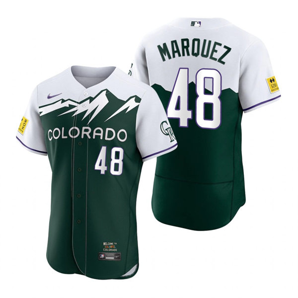  Men's Colorado Rockies #48 German Marquez Green 2022 City Connect Player Jersey 