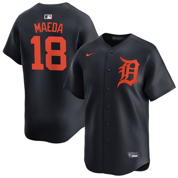  Men's Detroit Tigers #18 Kenta Maeda Nike Navy Orange Limited Player Jersey 
