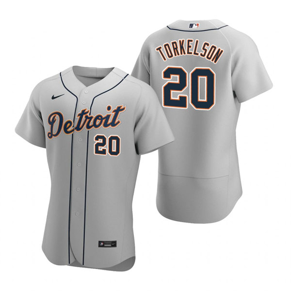  Men's Detroit Tigers #20 Spencer Torkelson Nike Road Grey FlexBase Jersey 