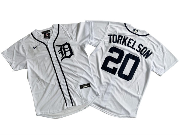  Men's Detroit Tigers #20 Spencer Torkelson Nike White Home CoolBase Jersey 