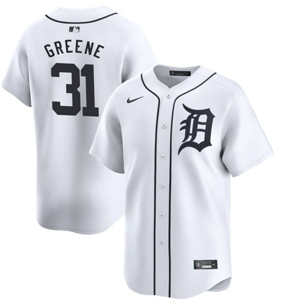  Men's Detroit Tigers #31 Riley Greene Nike White Home Limited Player Jersey 