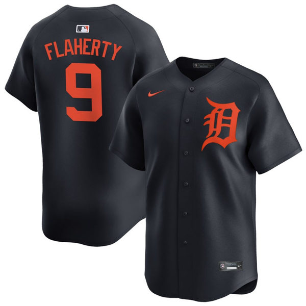  Men's Detroit Tigers #9 Jack Flaherty Nike Navy Orange Limited Player Jersey 