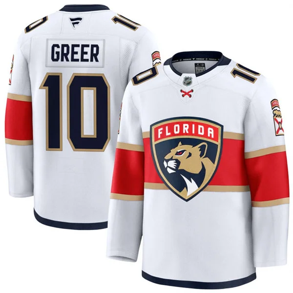  Men's Florida Panthers #10 A. J. Greer Fanatics White Away Premium Jersey 